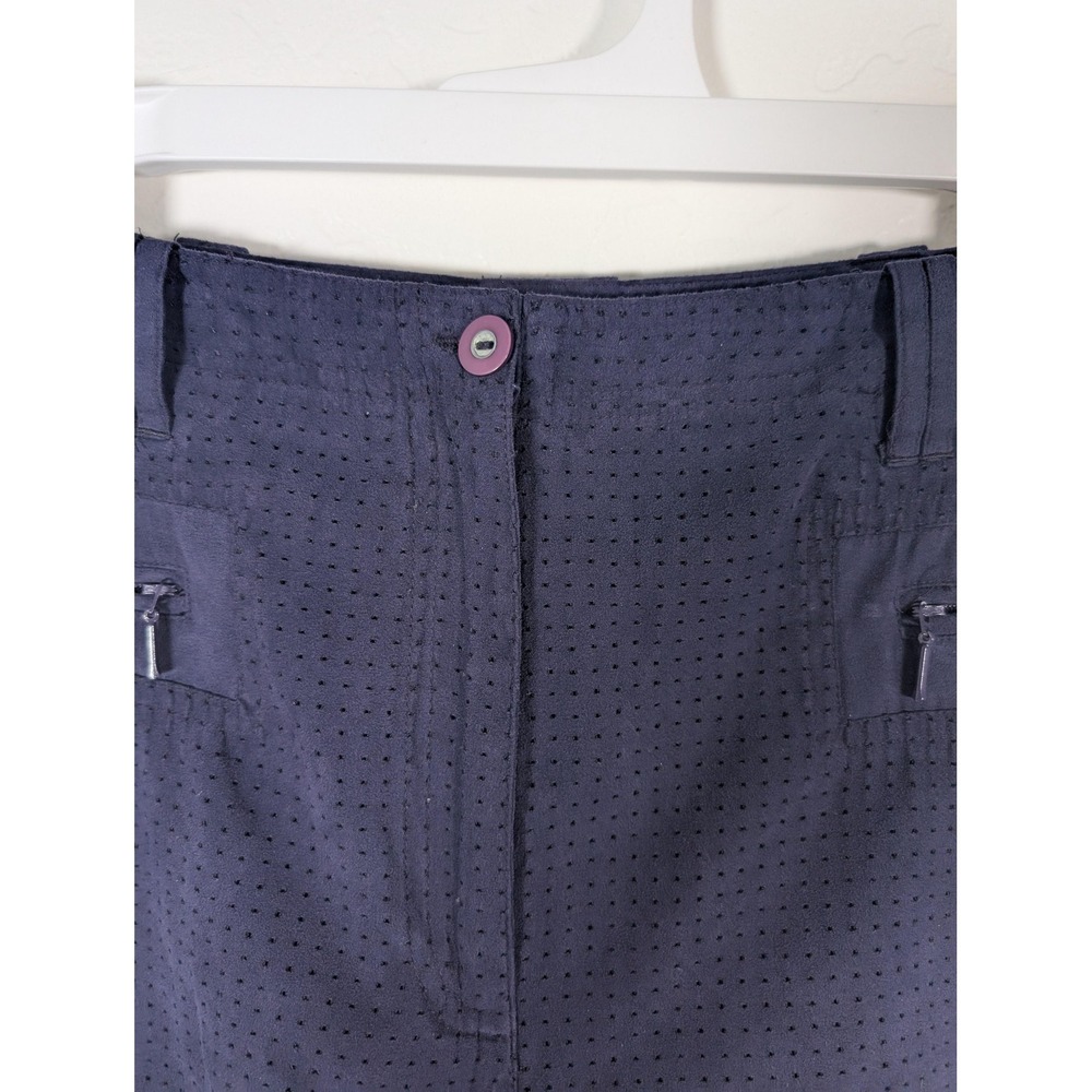 Jamie Sadock Shorts Womens 10 Faux Suede Navy Blue Zip Pocket Golf Activewear - Picture 3 of 11
